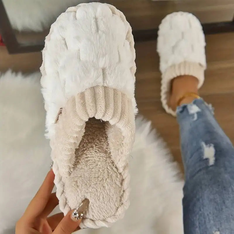 Two Tone Fluffy Slippers