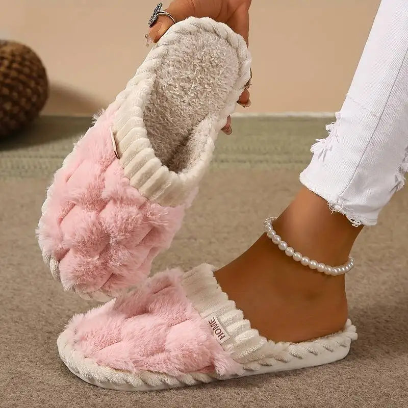 Two Tone Fluffy Slippers