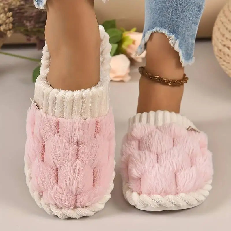 Two Tone Fluffy Slippers